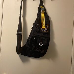 Stylish Black Belt Bag with Yellow Strap